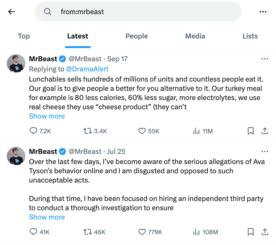 search tweets from a specific user example