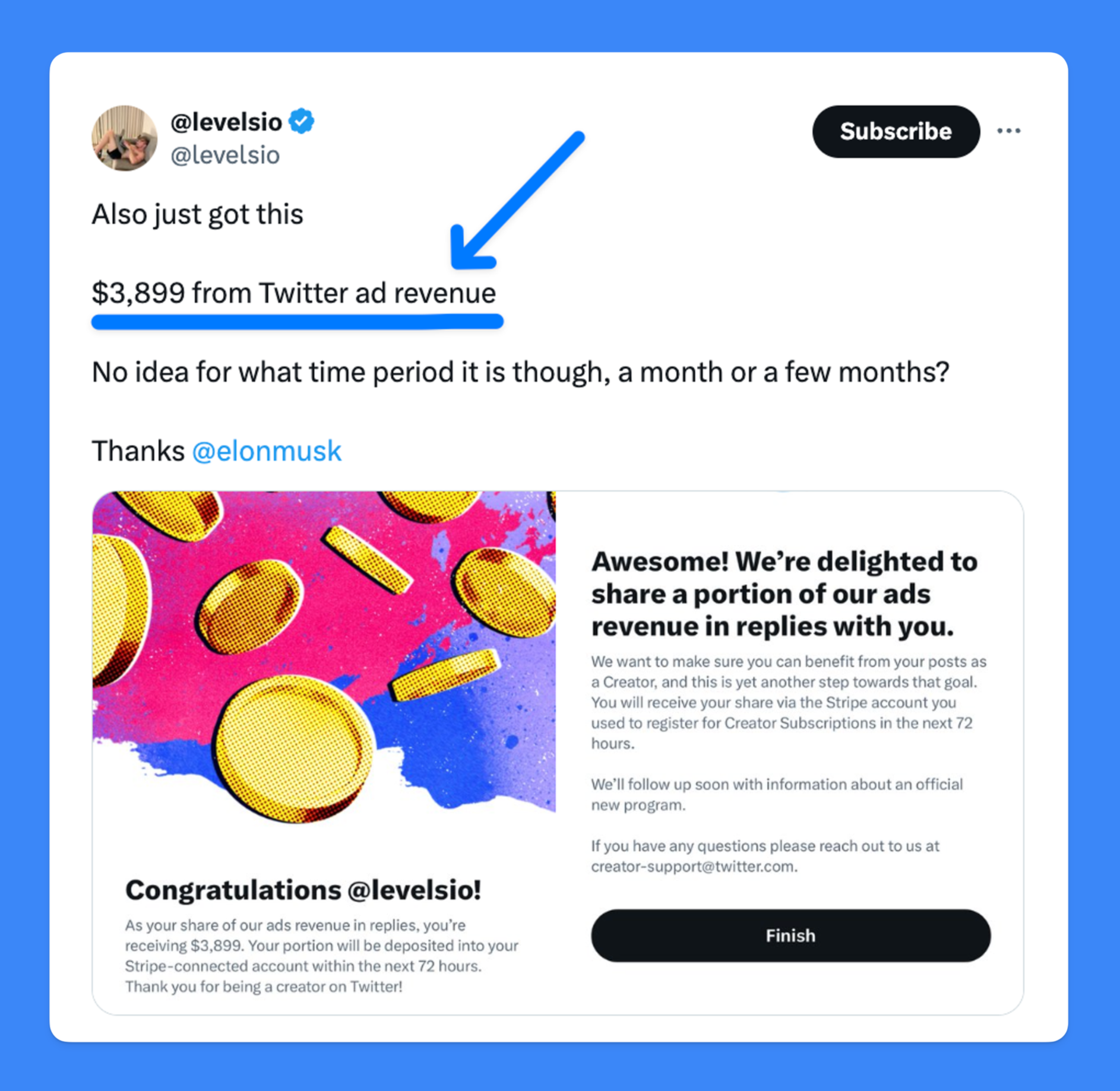 monetize twitter with ad revenue share