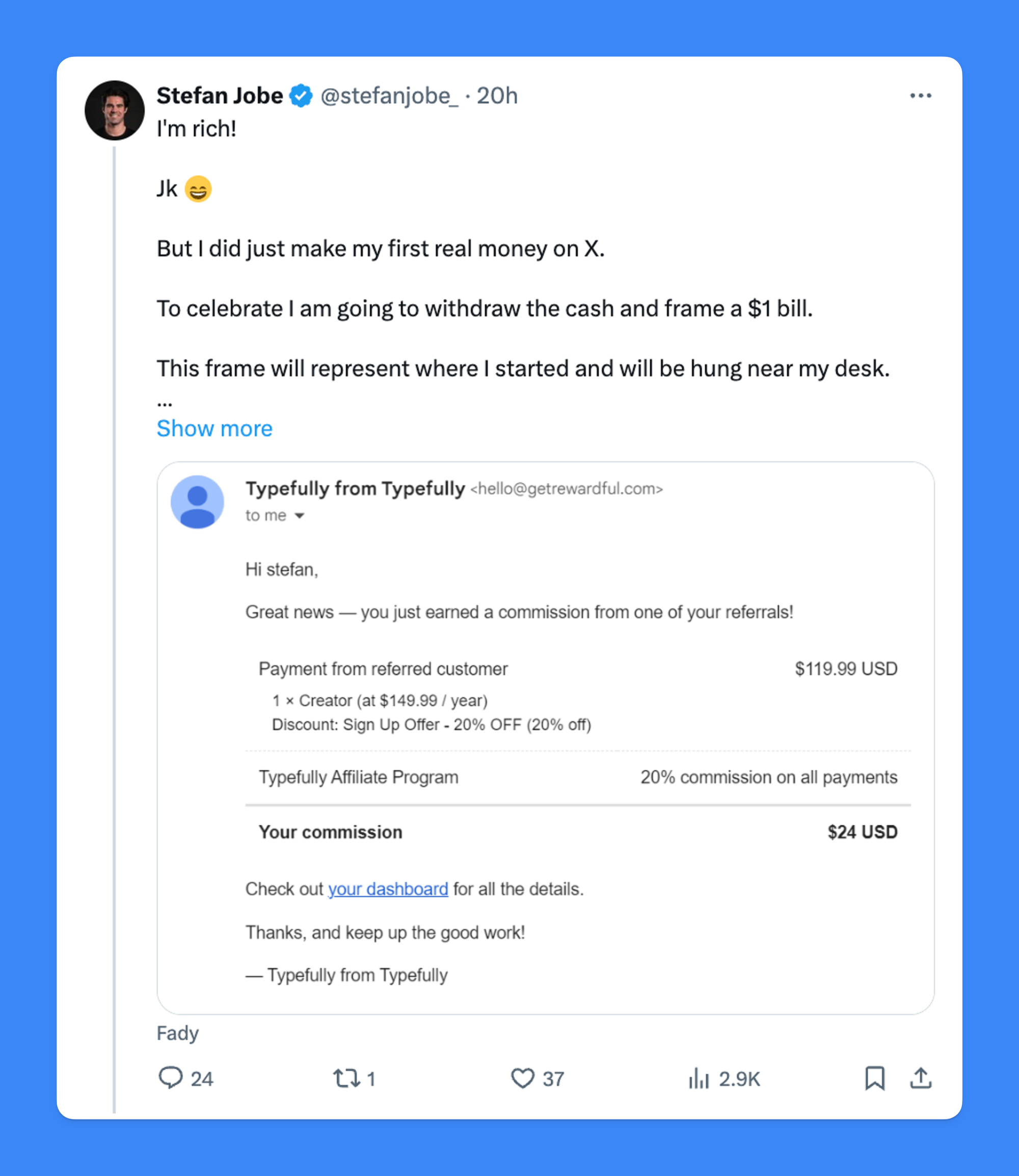 making money on X/Twitter via affiliate links