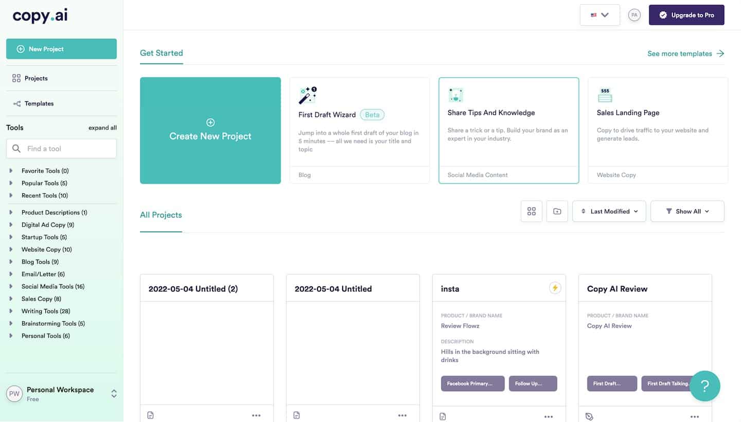 copy.ai Ai writing tool