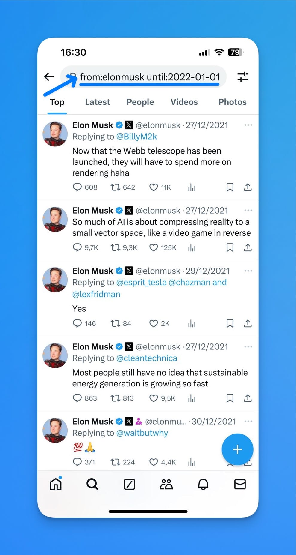 find old tweets on mobile