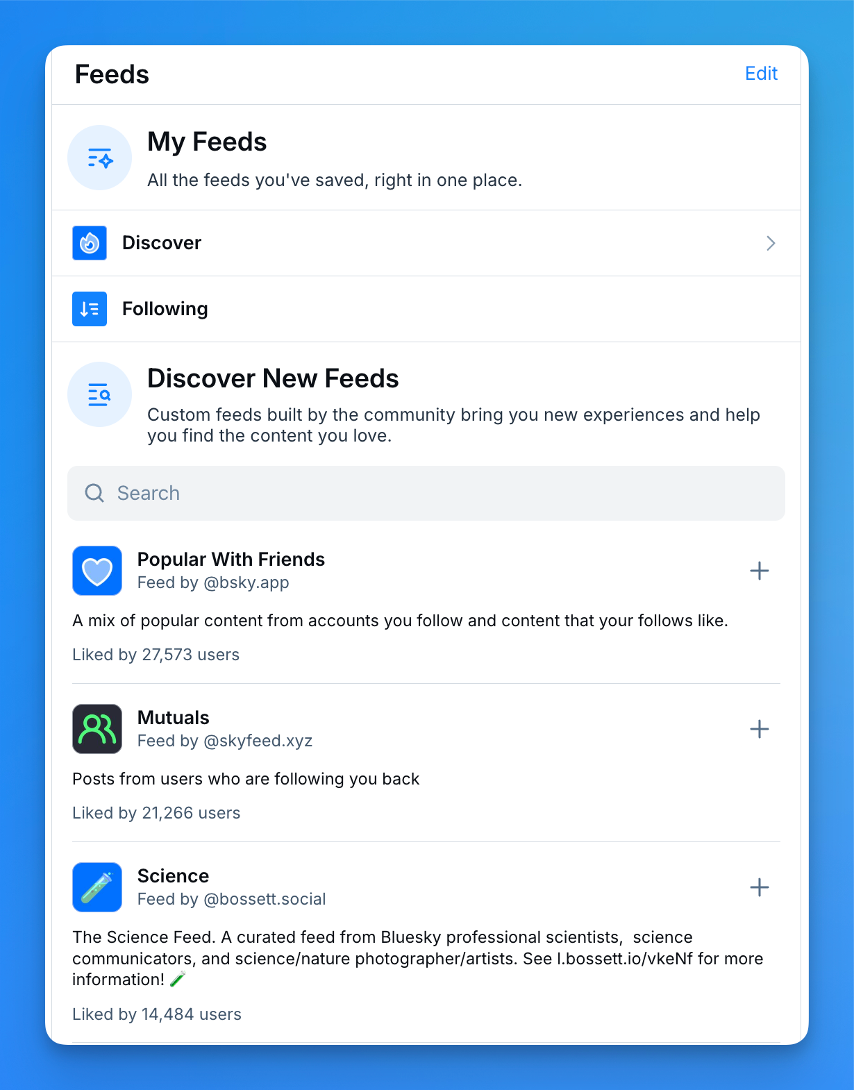 custom feeds on bluesky social app