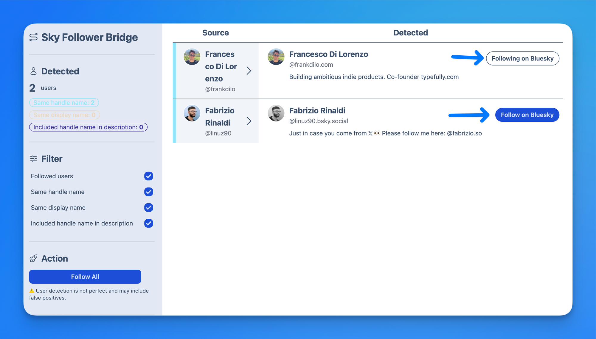 finding users you follow from twitter on bluesky