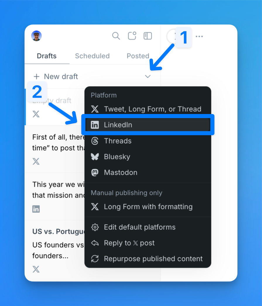 create linkedin post on typefully