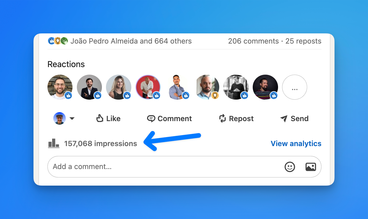 LinkedIn impressions on a post