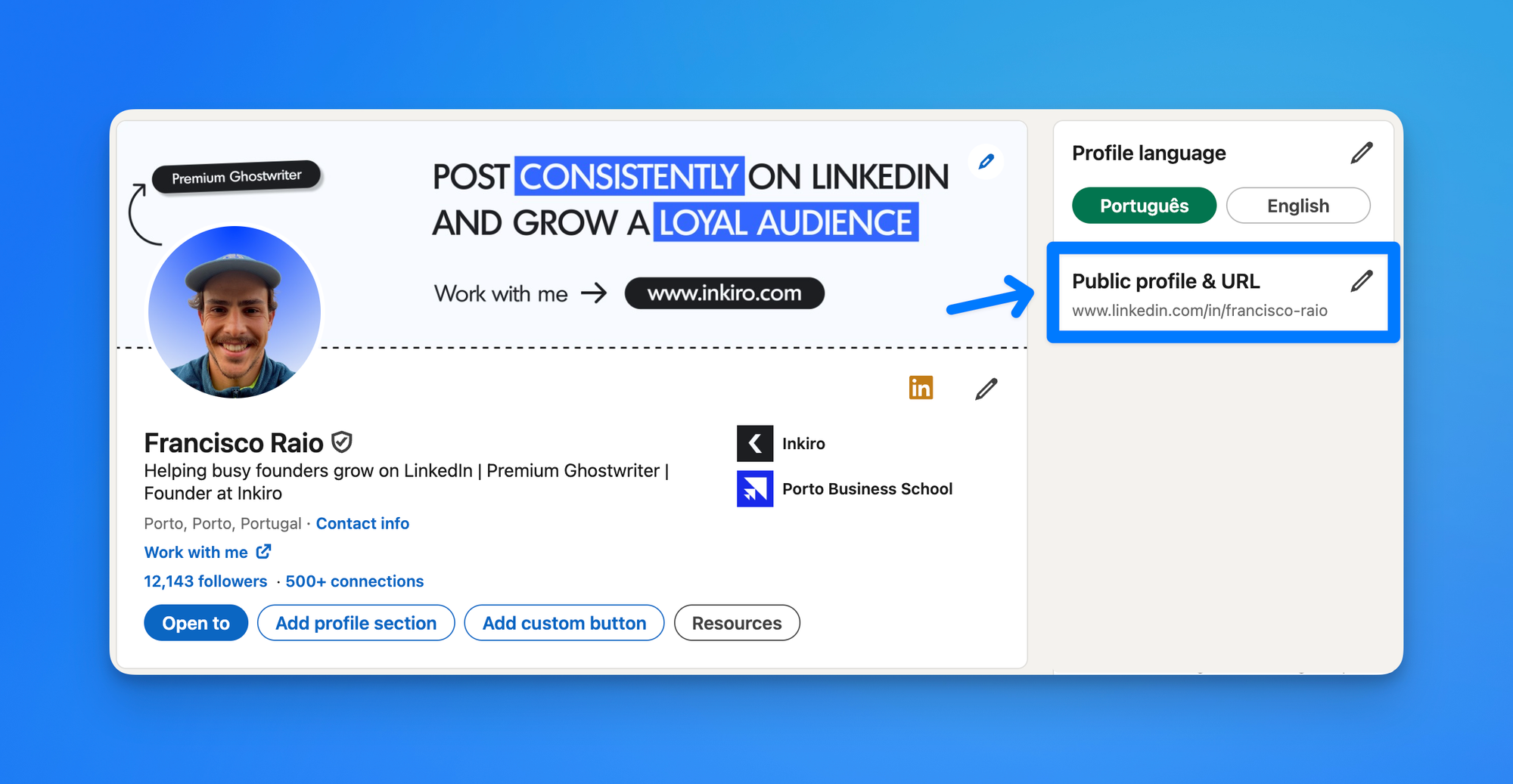 edit linkedin profile url