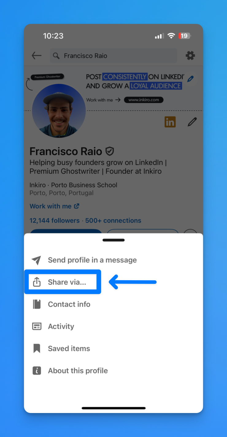 find linkedin profile url on mobile