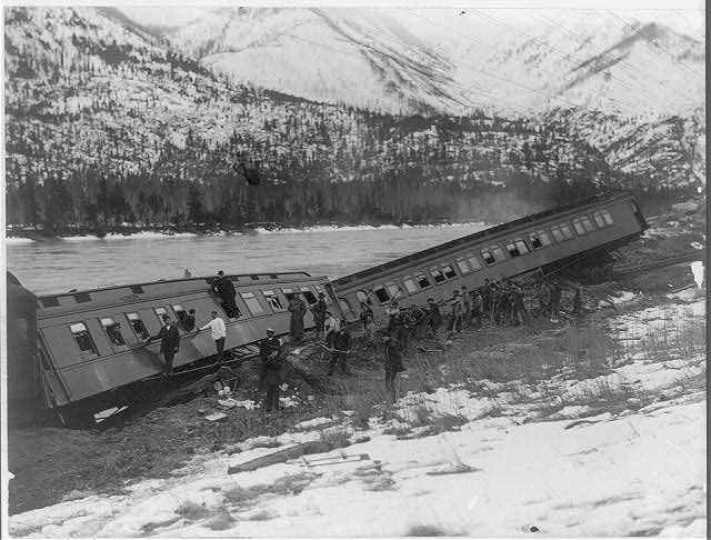 Train derailment between Eddy and Weeksville, Montana on the Northern Pacific Railroad