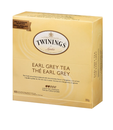 La petite boîte jaune du thé Earl Grey de Twinings