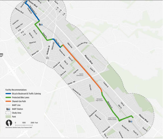 East Bay Greenway Map Hayward section