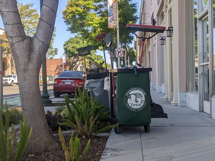 Photograph of a cleaning cart of the Downtown Hayward Improvement Association.
