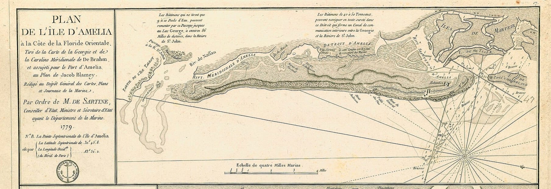 A simple map of the coast of Florida labeled in French.