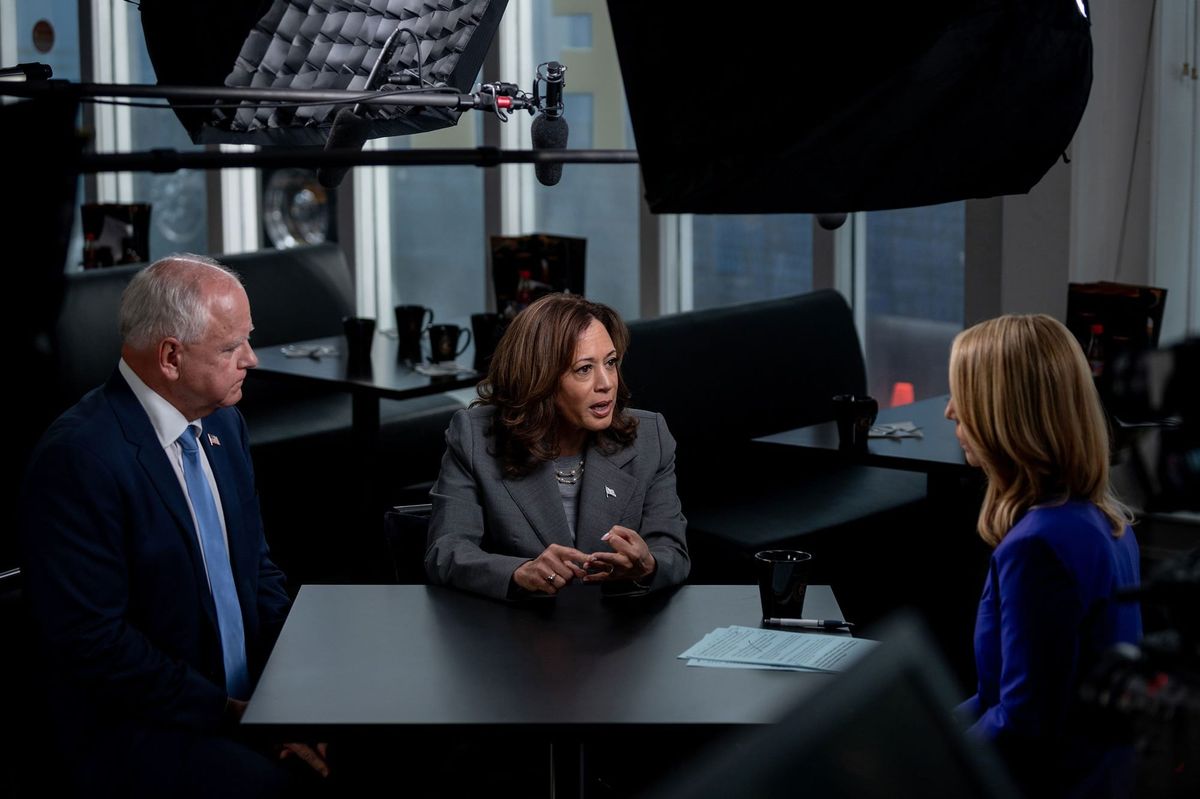 Kamala Harris and Tim Walz sit for an interview with CNN’s Dana Bash. (Photo: CNN)
