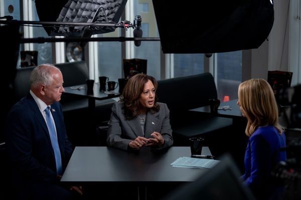 Kamala Harris and Tim Walz sit for an interview with CNN’s Dana Bash. (Photo: CNN)
