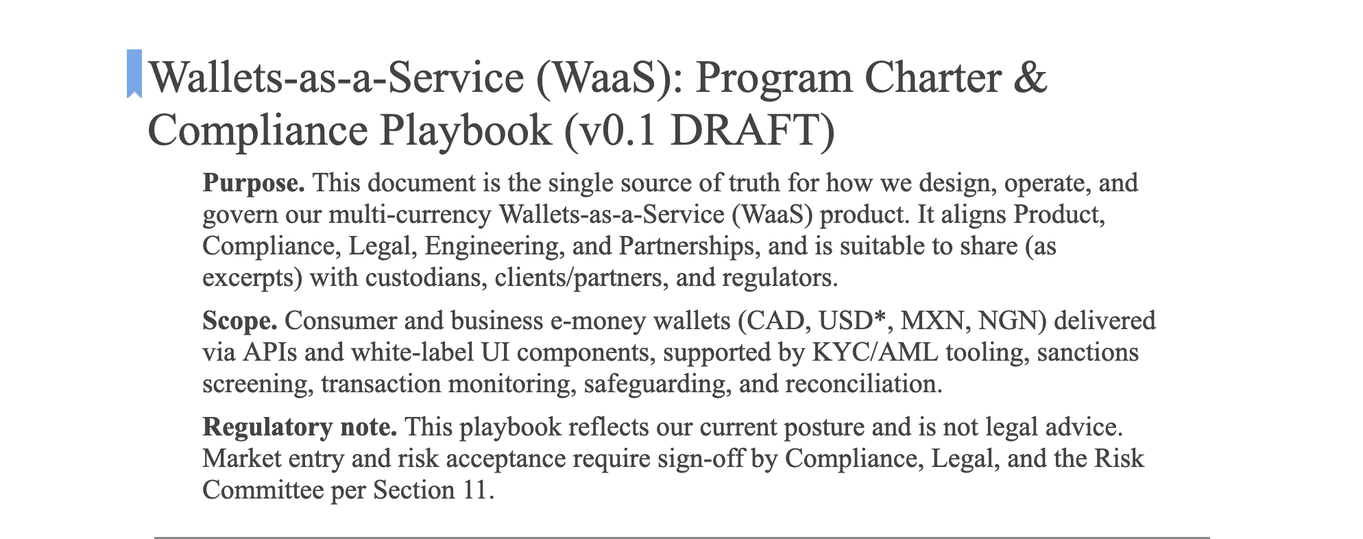 Chimoney Multicurrency Wallet Program Charter and Compliance Playbook