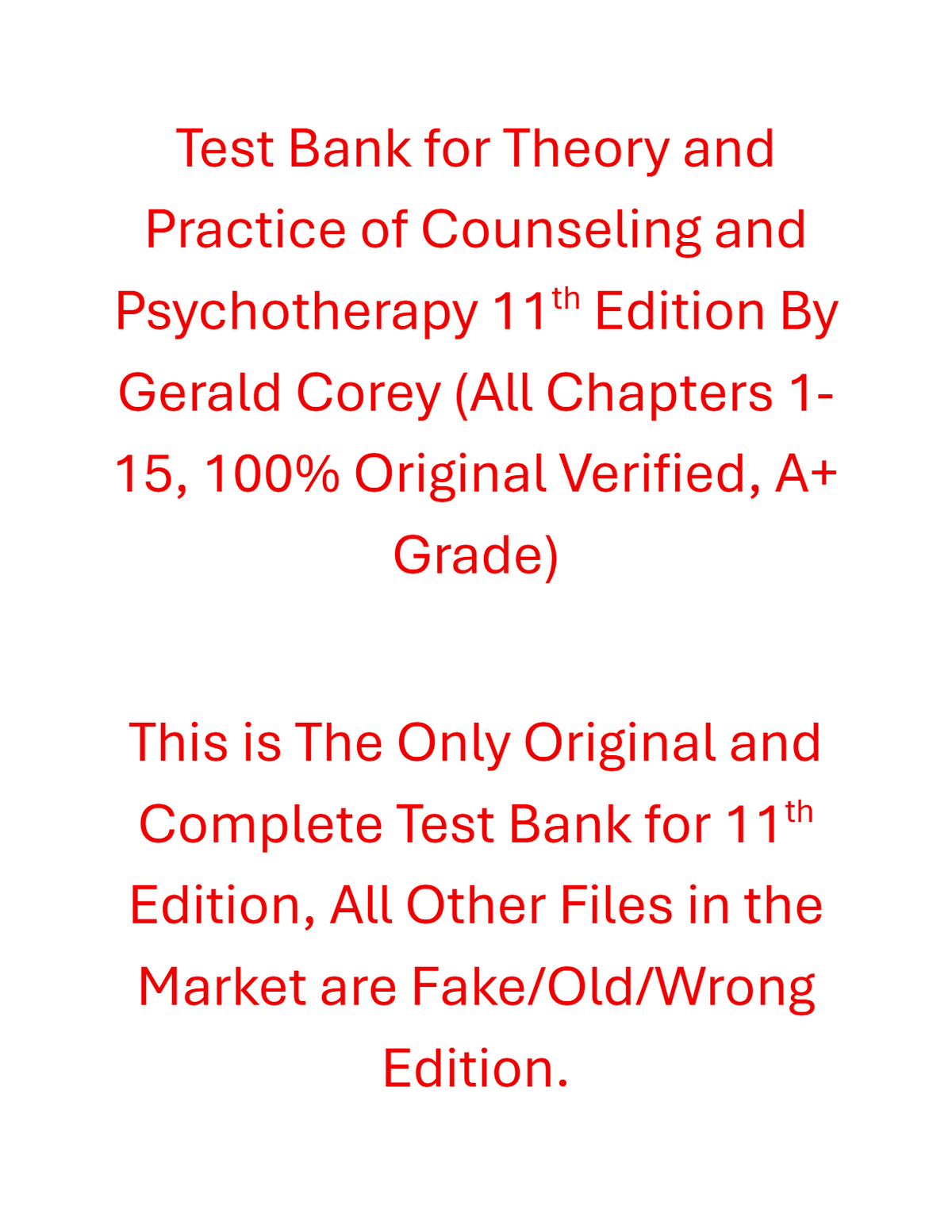 Test Bank Theory and Practice of Counseling and Psychotherapy 11th Edition By Gerald Corey