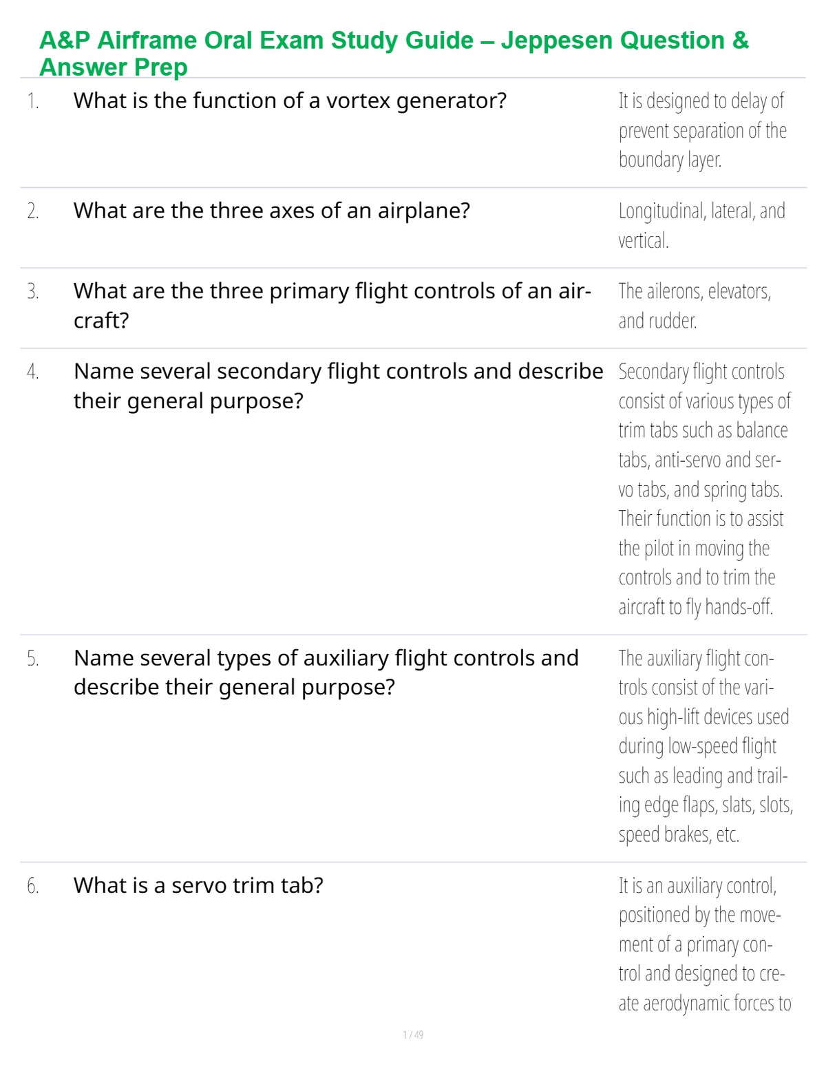 A&P Airframe Oral Exam Study Guide – Jeppesen Question & Answer Prep