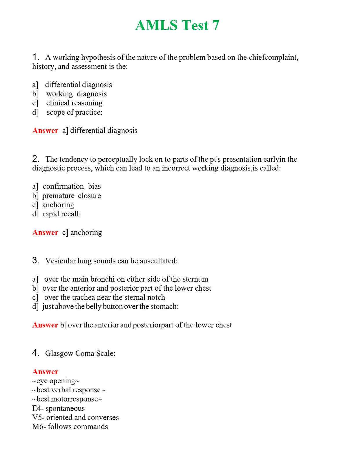 AMLS Test 7 Questions With Complete Grade A+ Answers