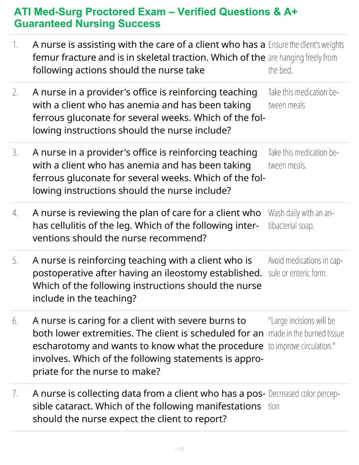 ATI Med Surg Proctored Exam – Verified Questions & A+ Guaranteed Nursing Success