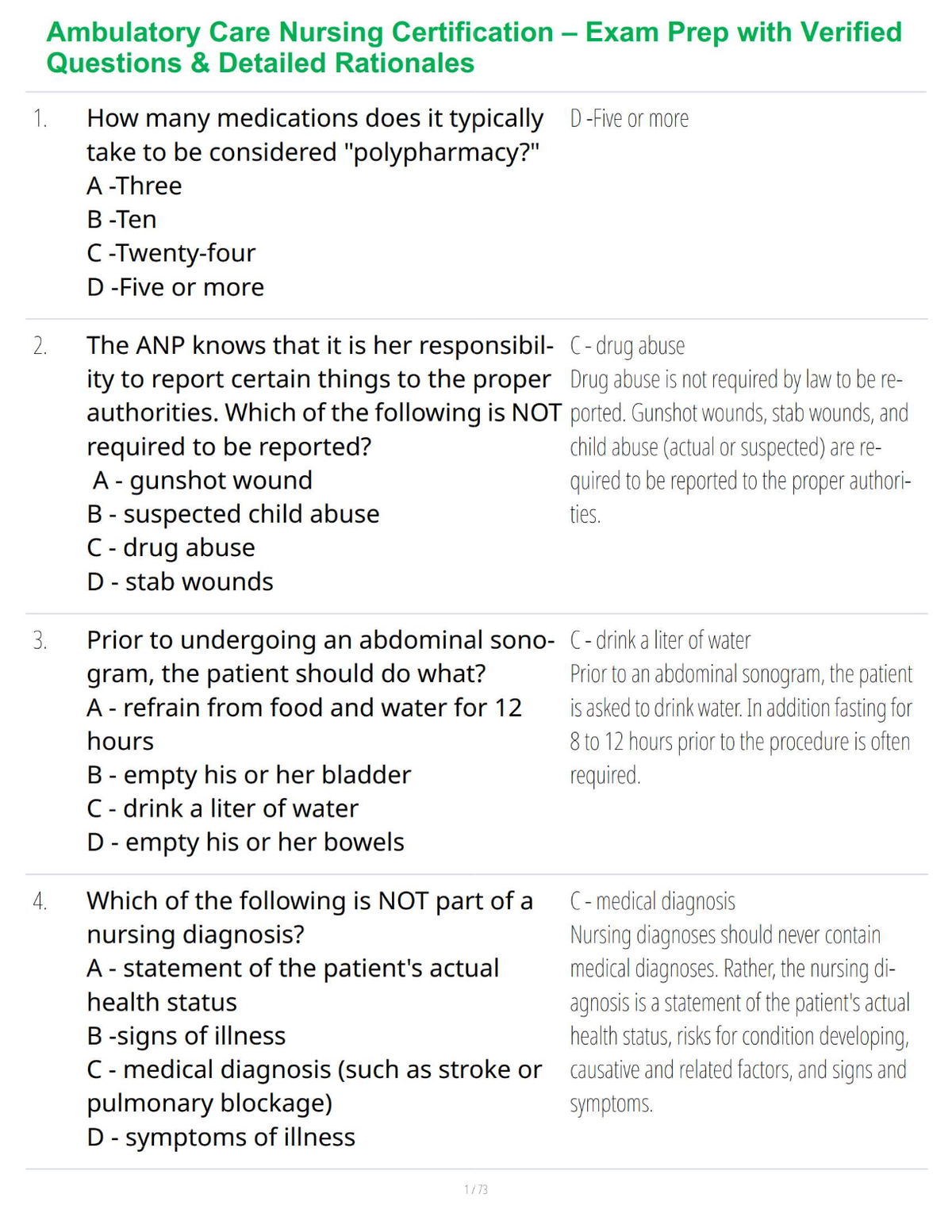 Ambulatory Care Nursing Certification – Exam Prep with Verified Questions & Detailed Rationales