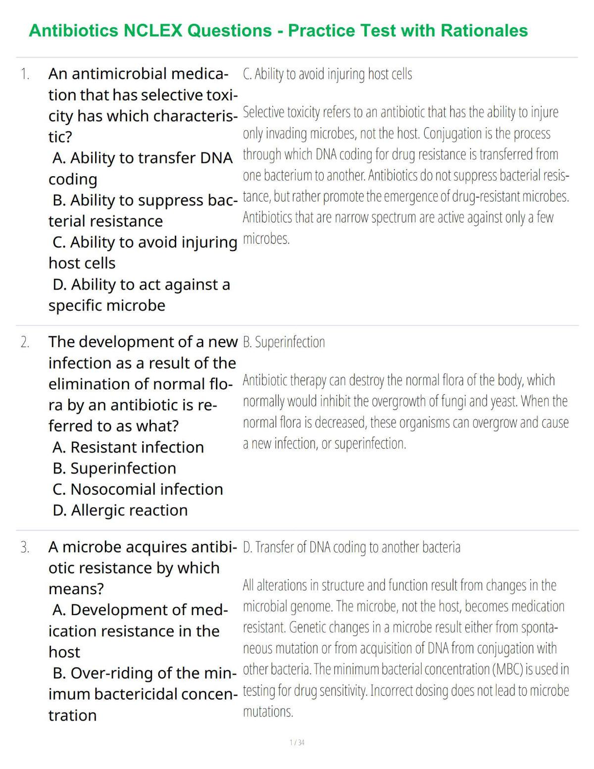 Antibiotics NCLEX Questions - Practice Test with Rationales