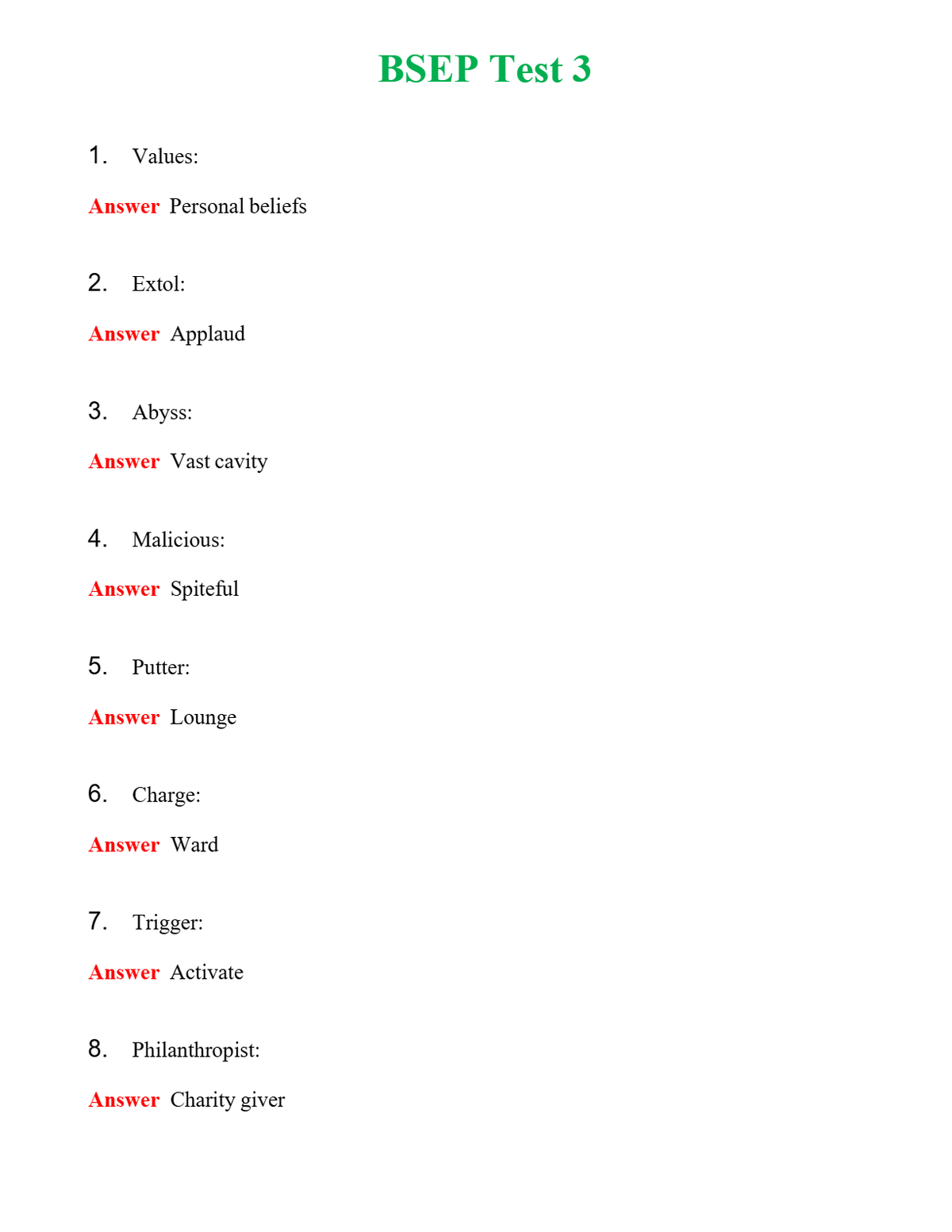 BSEP Test 3 Questions With Complete Grade A+ Answers