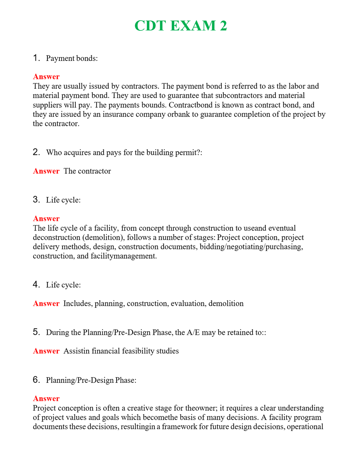 CDT EXAM 2 Questions With Complete Grade A+ Answers