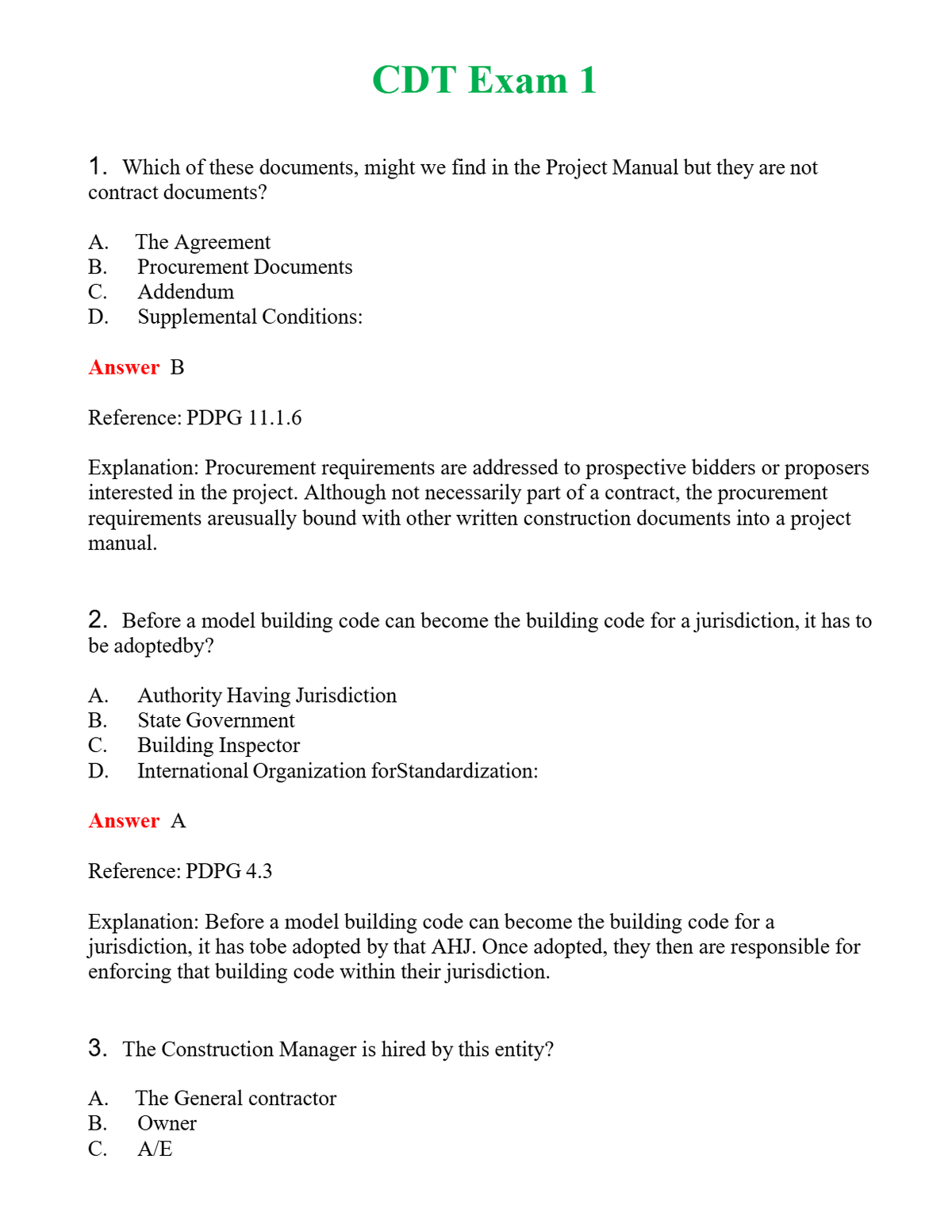 CDT Exam 1 Questions With Complete Grade A+ Answers