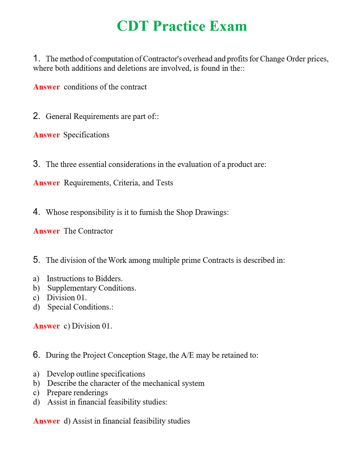 CDT Practice Exam Questions With Complete Grade A+ Answers