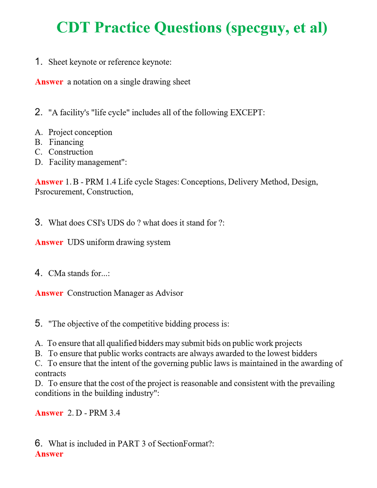 CDT Practice Questions (specguy, et al) Questions With Complete Grade A+ Answers