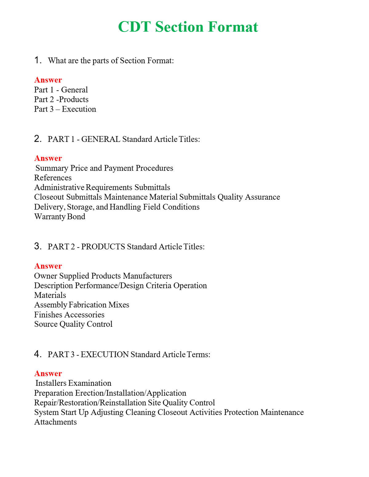 CDT Section Format Questions With Complete Grade A+ Answers