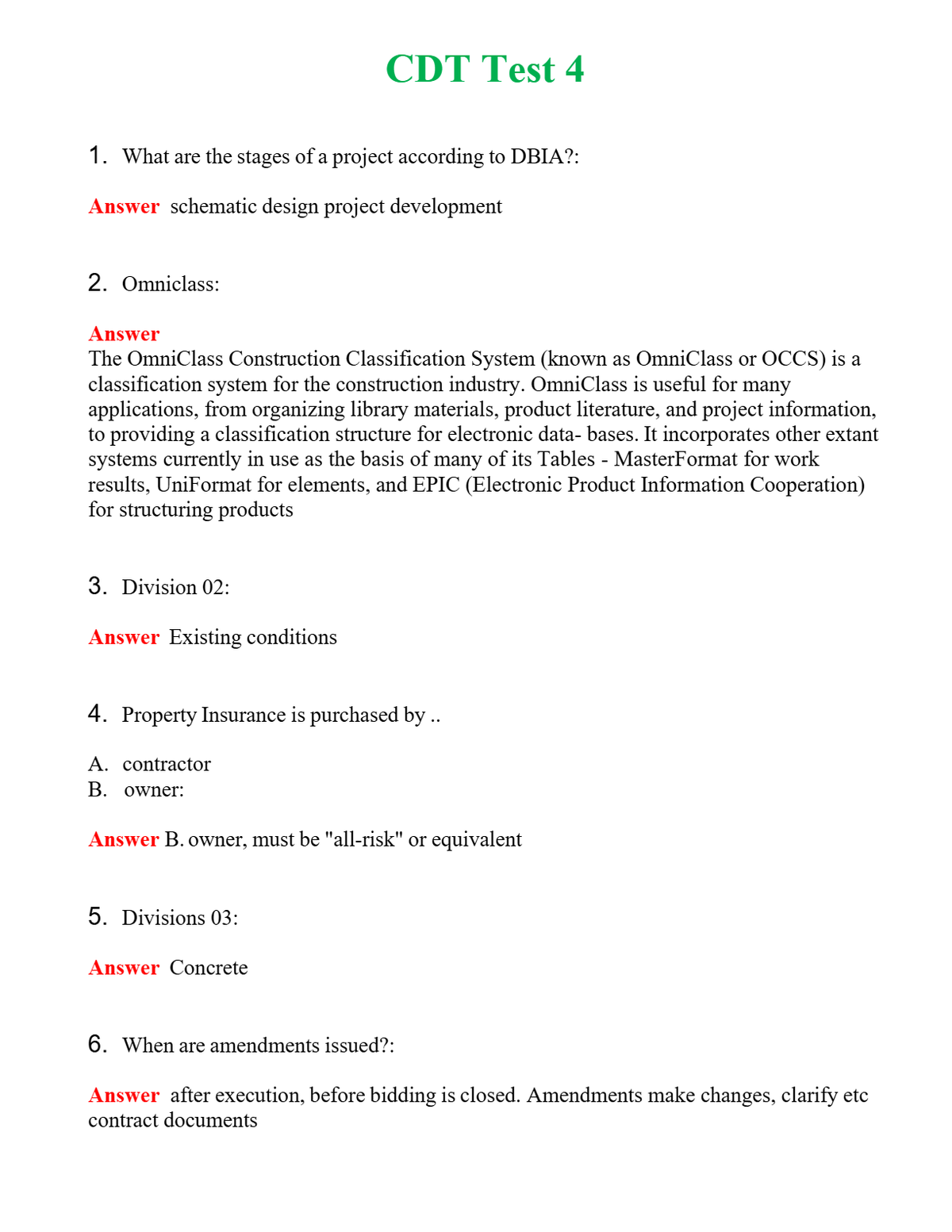 CDT Test 4 Questions With Complete Grade A+ Answers