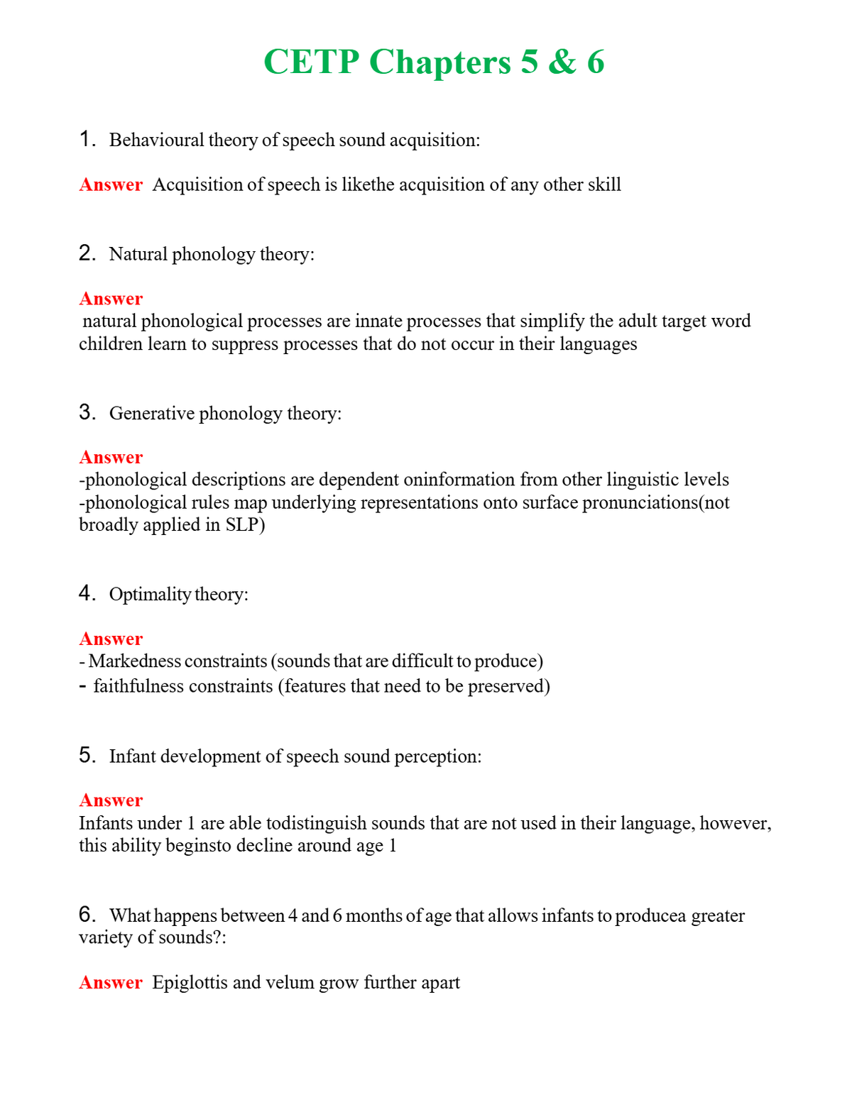 CETP Chapters 5 & 6 | Actual Questions and Verified Answers ( Included ) 100% Correct