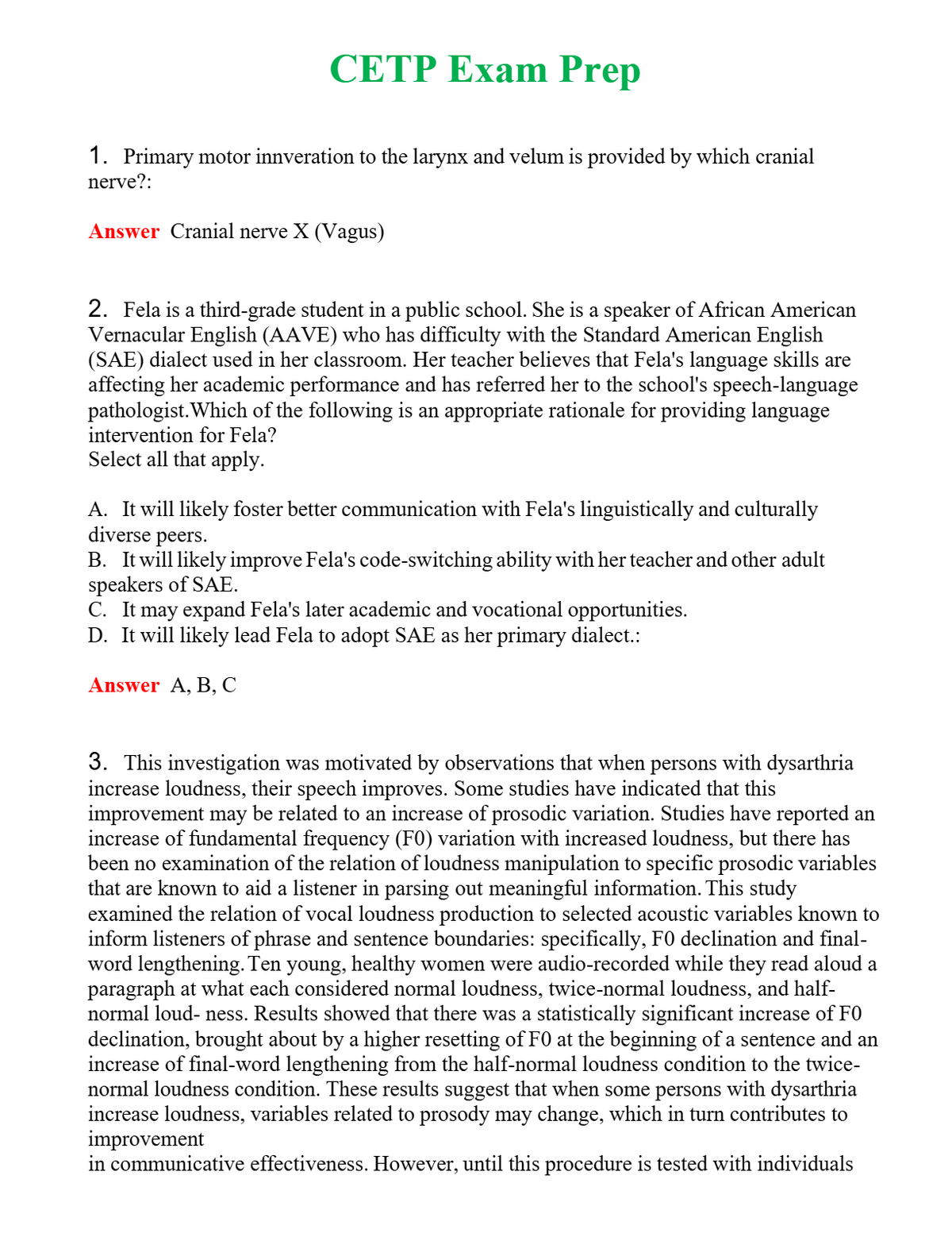CETP Exam Review | Actual Questions and Verified Answers ( Included ) 100% Correct