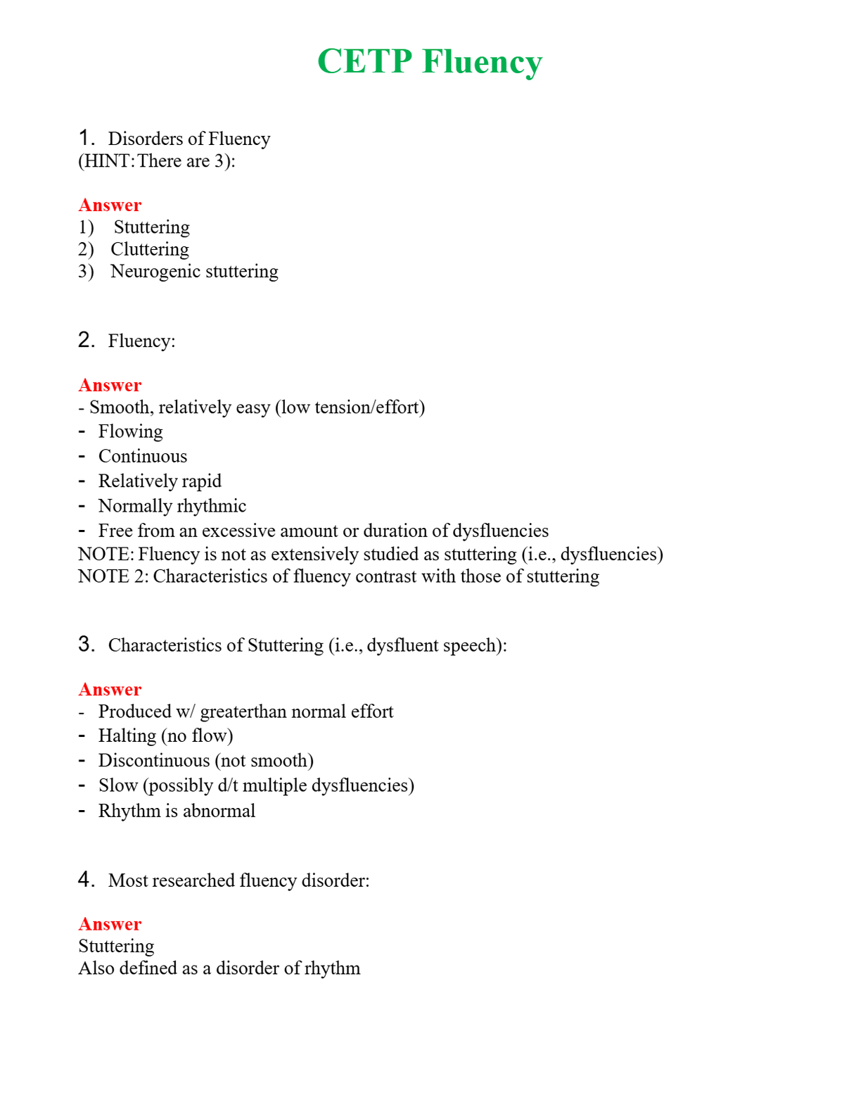 CETP Fluency | Actual Questions and Verified Answers ( Included ) 100% Correct