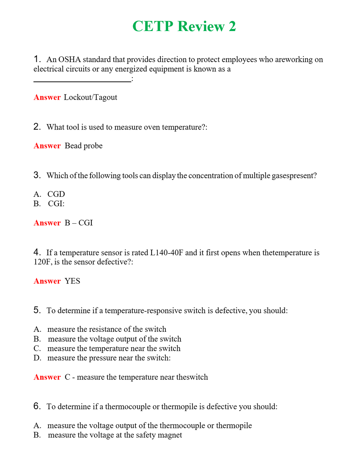 CETP Review 2 | Actual Questions and Verified Answers ( Included ) 100% Correct