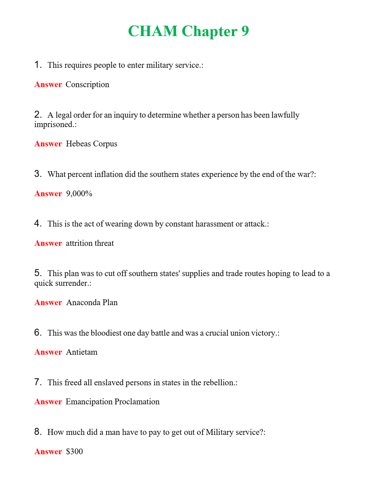 CHAM Chapter 9 Questions With Complete Grade A+ Answers