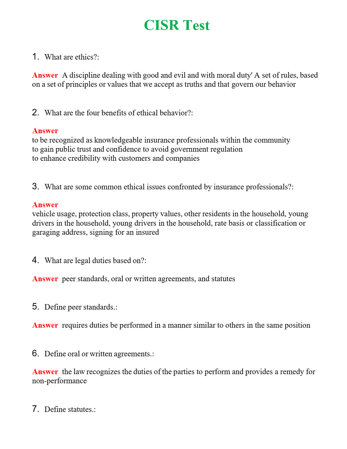 CISR Test Questions With Complete Grade A+ Answers