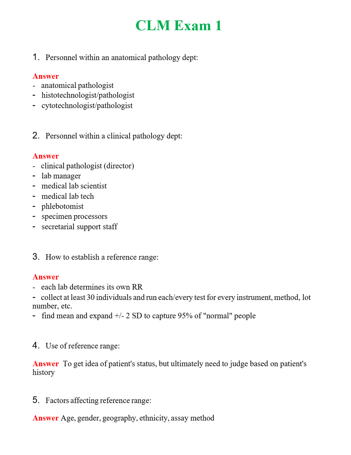 CLM Exam 1 Questions With Complete Grade A+ Answers