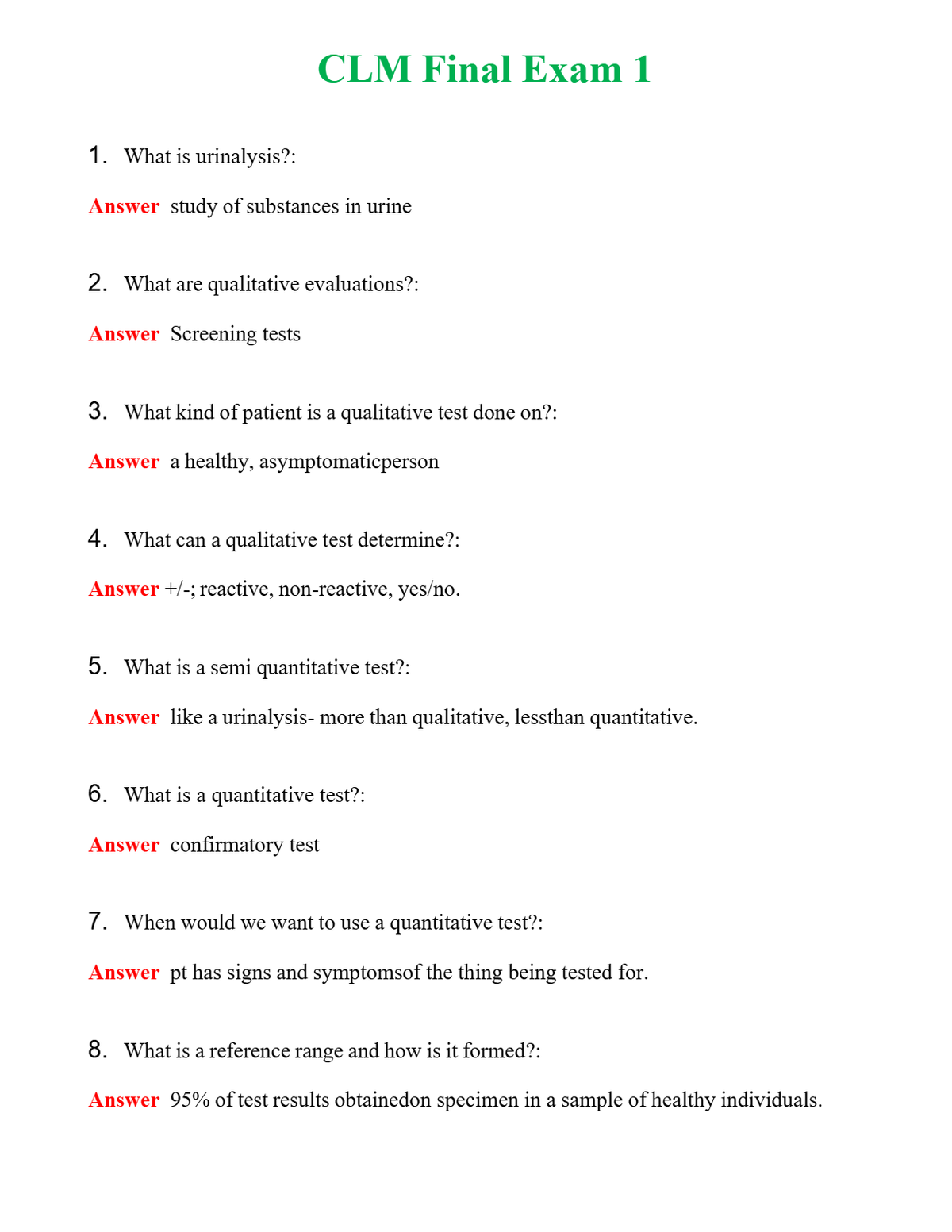 CLM Final Exam 1 Questions With Complete Grade A+ Answers
