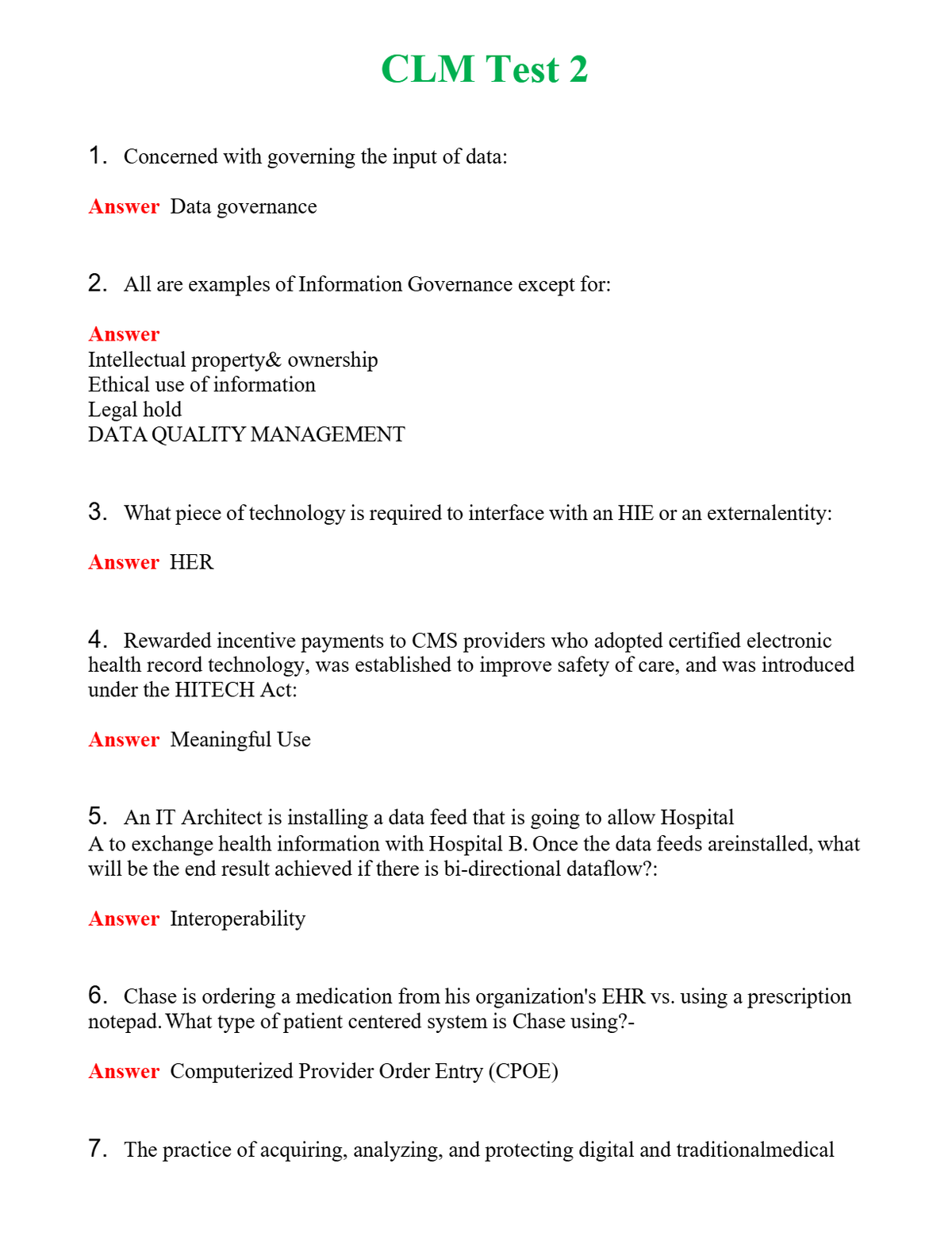 CLM Test 2 Questions With Complete Grade A+ Answers
