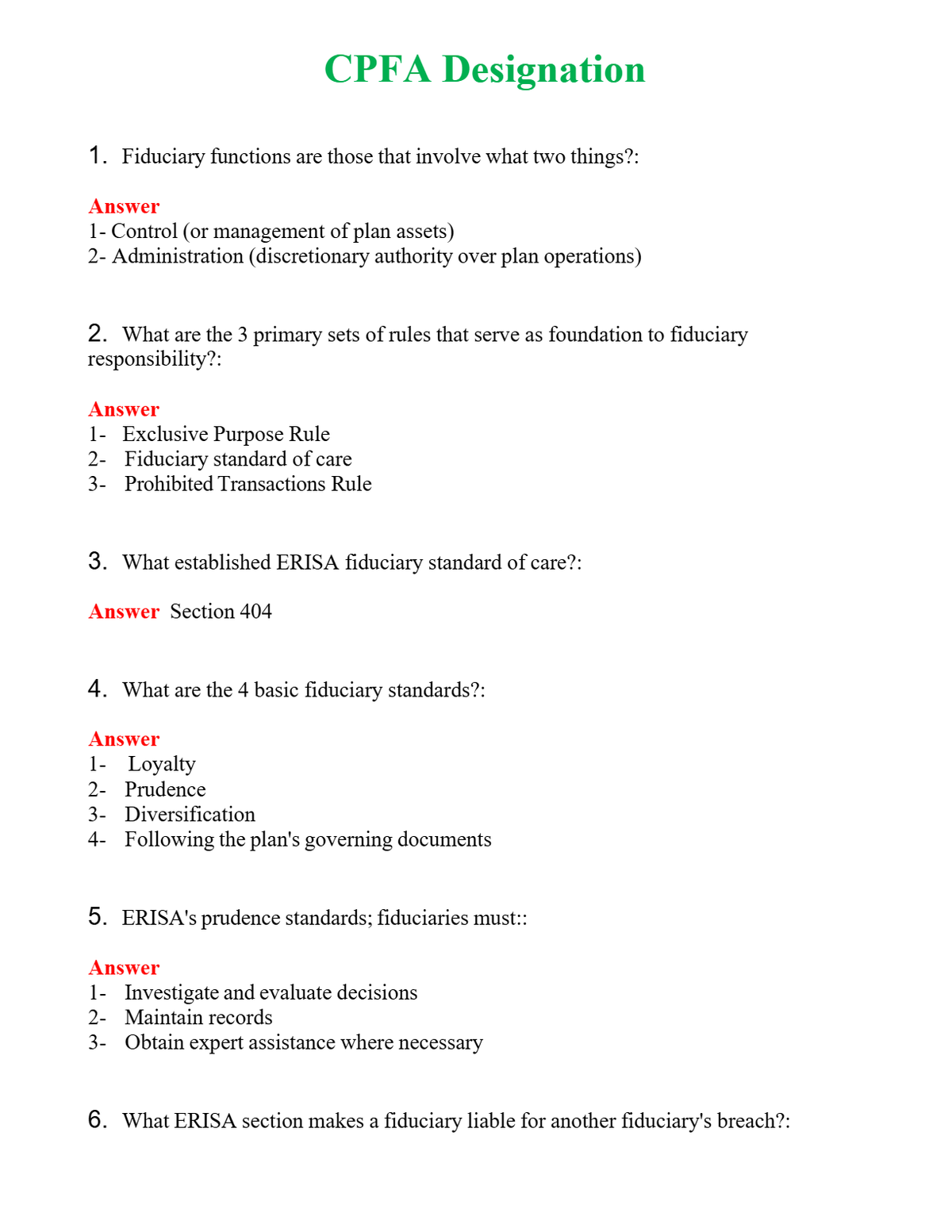 CPFA Designation Questions With Complete Grade A+ Answers
