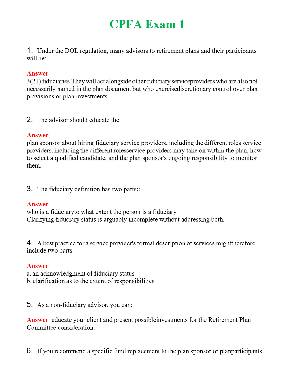 CPFA Exam 1 Questions With Complete Grade A+ Answers
