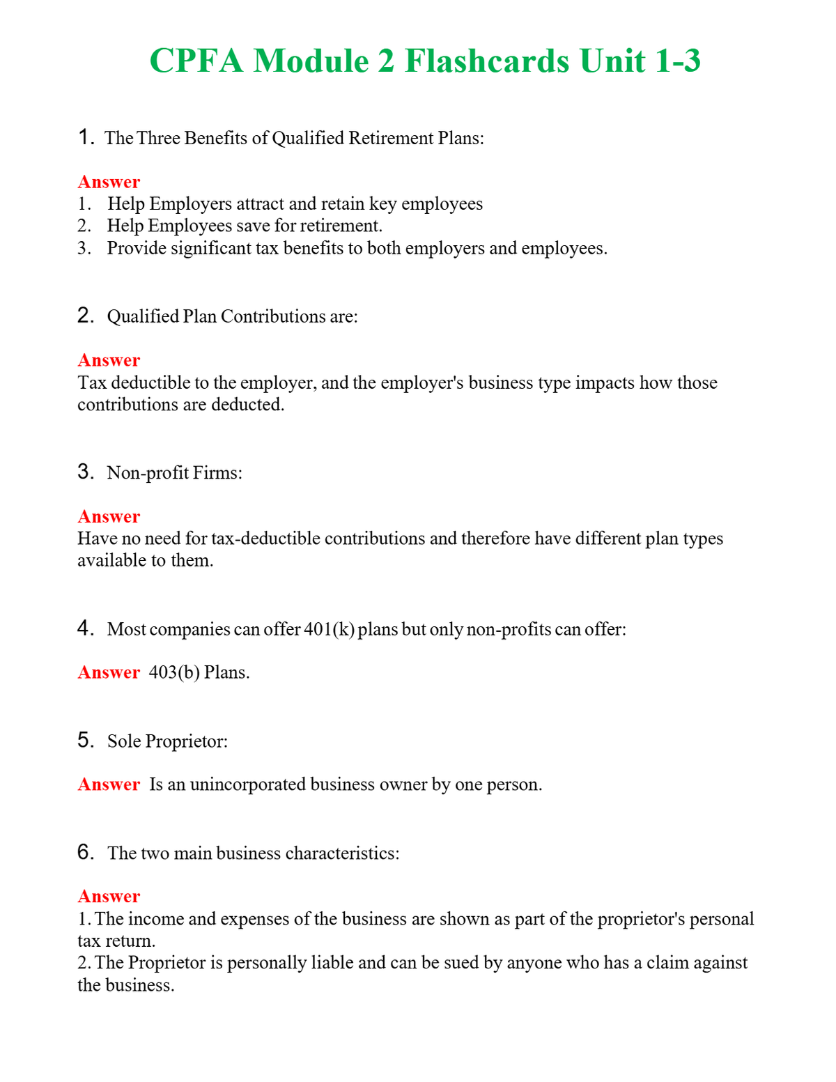 CPFA Module 2 Flashcards Unit 1-3 Questions With Complete Grade A+ Answers