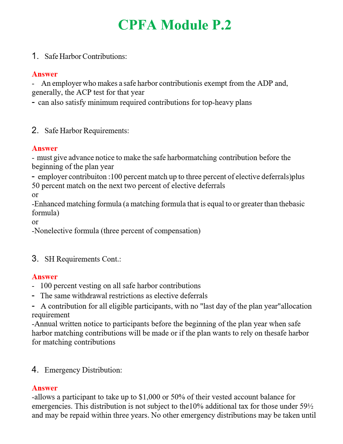 CPFA Module P.2 Questions With Complete Grade A+ Answers
