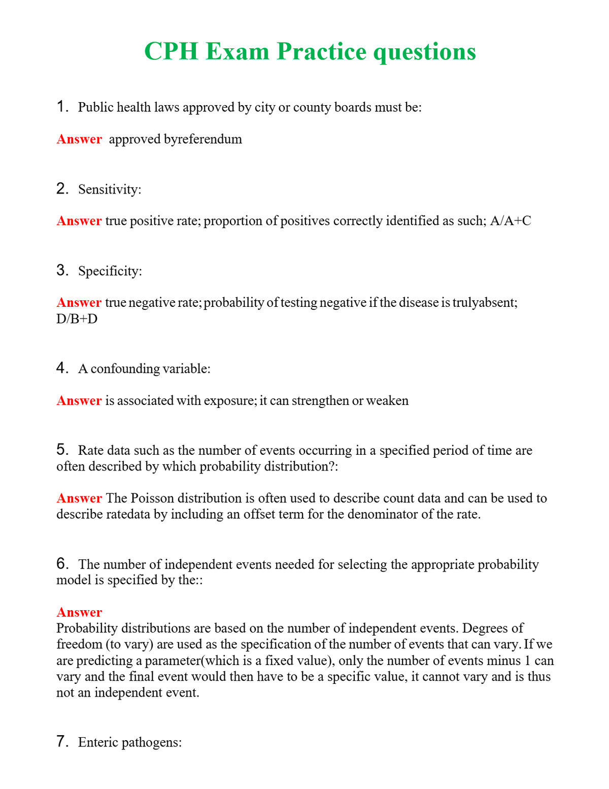 CPH Exam Practice questions | Actual Questions and Verified Answers ( Included ) 100% Correct