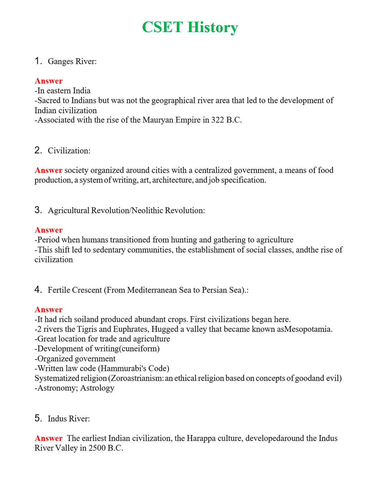 CSET History Questions With Complete Grade A+ Answers