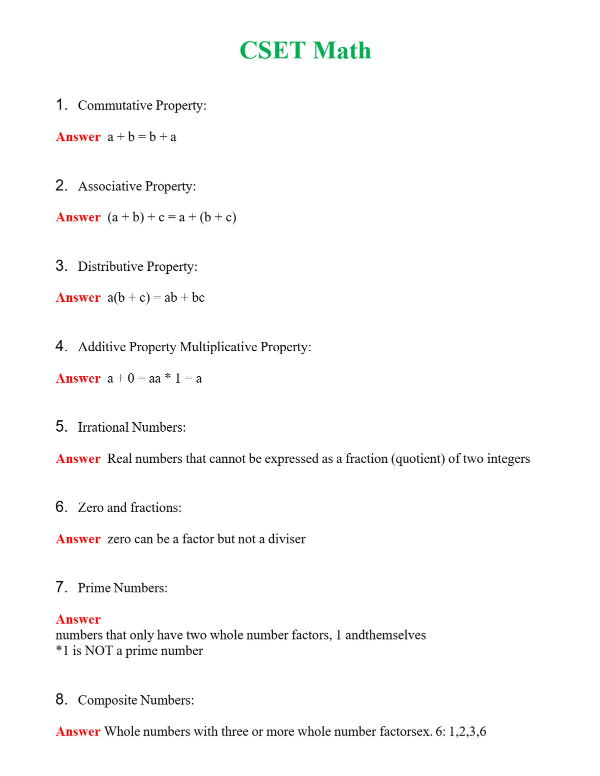 CSET Math Questions With Complete Grade A+ Answers