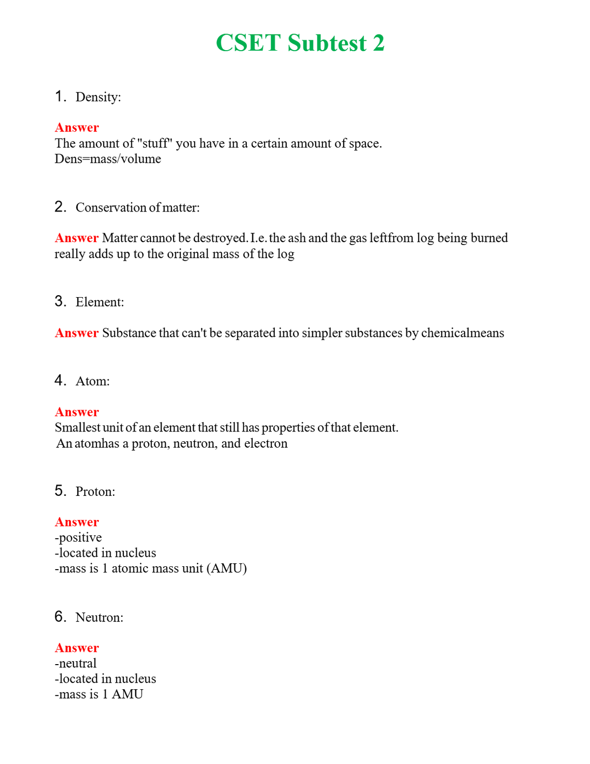 CSET Subtest 2 Questions With Complete Grade A+ Answers