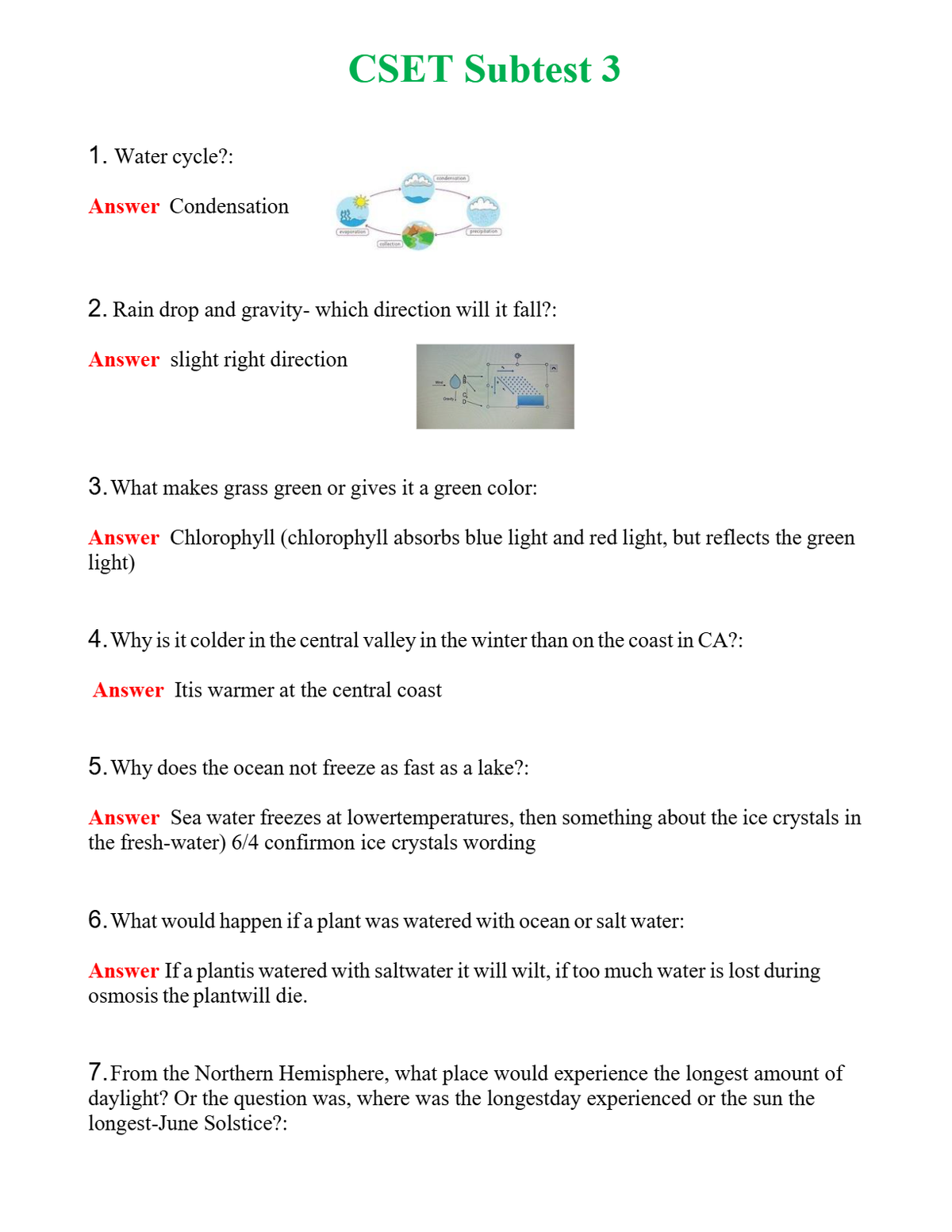 CSET Subtest 3 Questions With Complete Grade A+ Answers